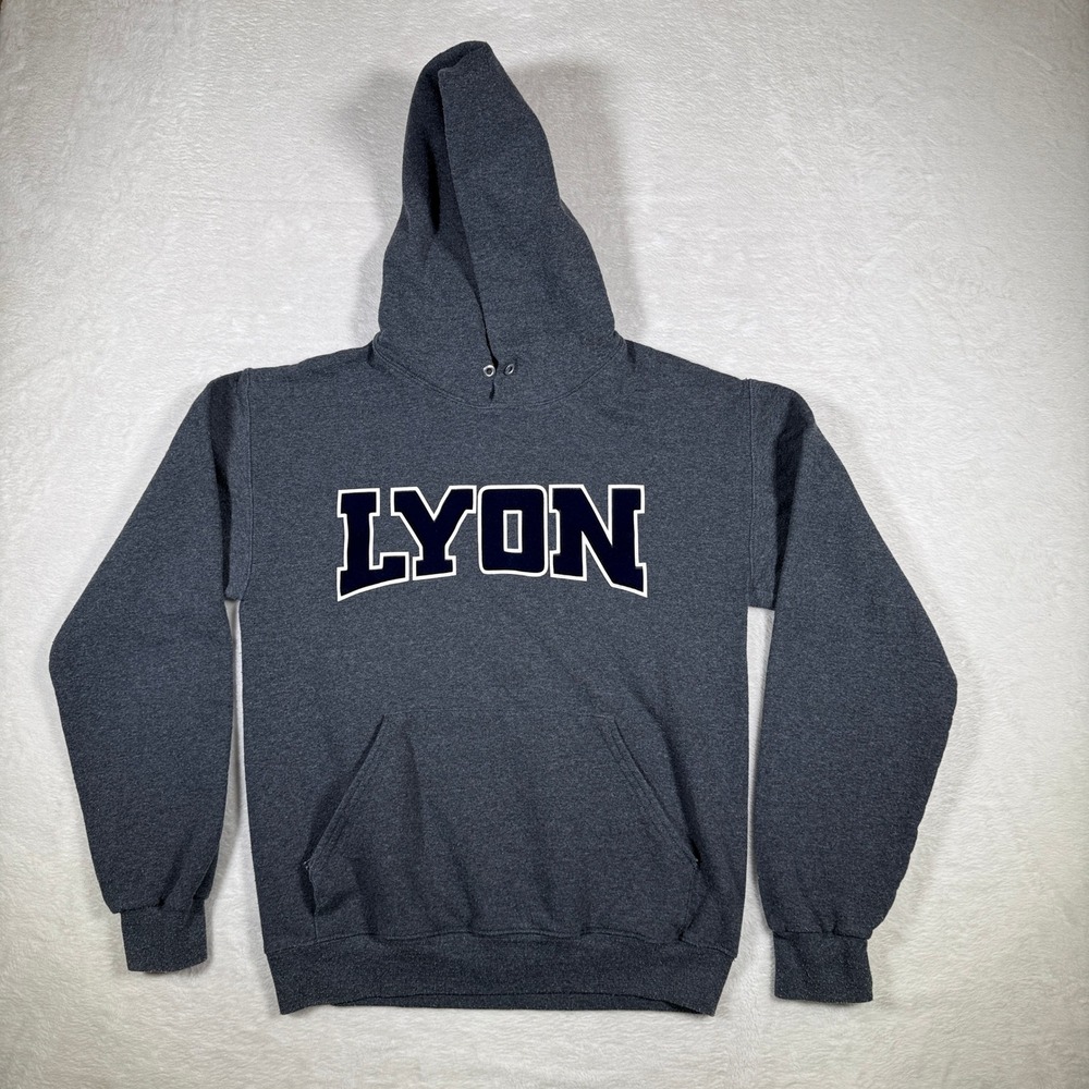 Lyon Hoodie Dark Gray Pullover Athletic Comfort Size M Mens